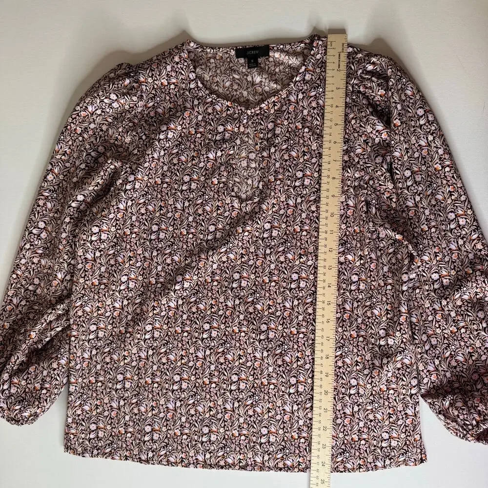 J Crew Womens Puff Sleeve Crepe Top in Floral Flourish Sz S | Feminine‎ Preppy